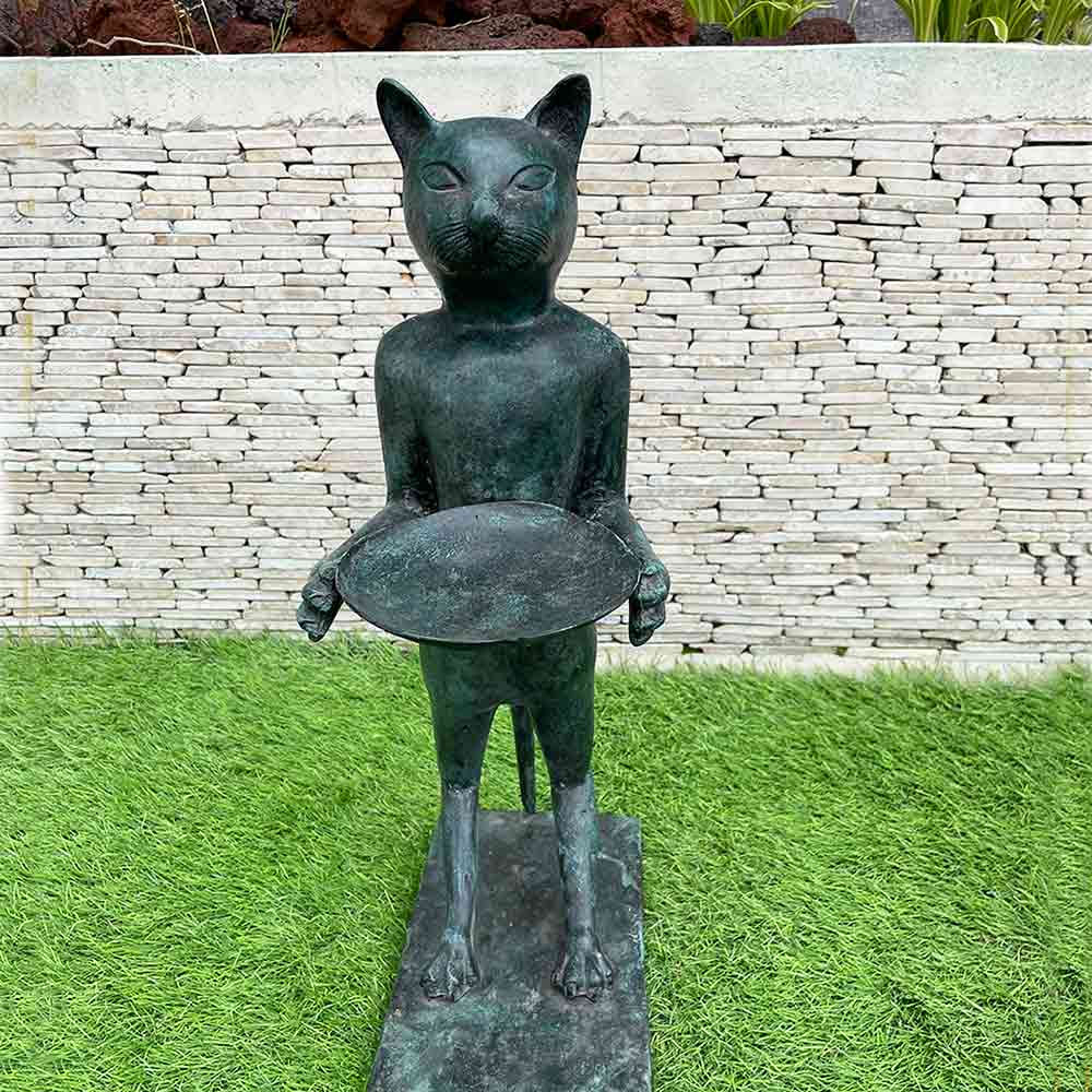 ブロンズ像 ネコ 猫 キャット オブジェ 3色 H48cm 置き物 アンティーク