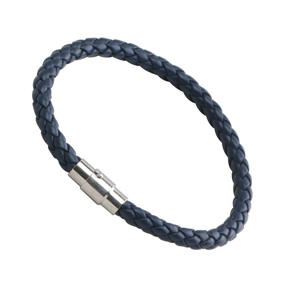 レザー ブレスレット メンズ 編み込み 丸組み ブラック ホワイト