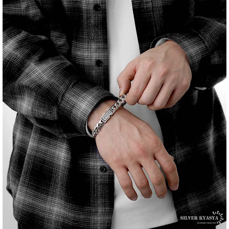 六字真言 ブレスレット メンズ シルバー925 喜平 チェーンブレスレット