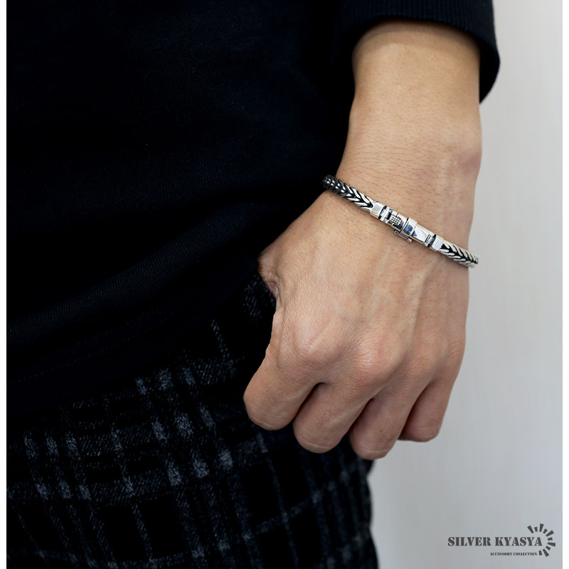 ブレスレット メンズ シルバー925 チェーンブレスレット 銀 刻印