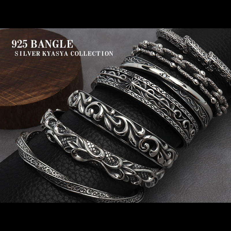 ツイストバングル 唐草 模様 メンズバングル アラベスク バングル 男性