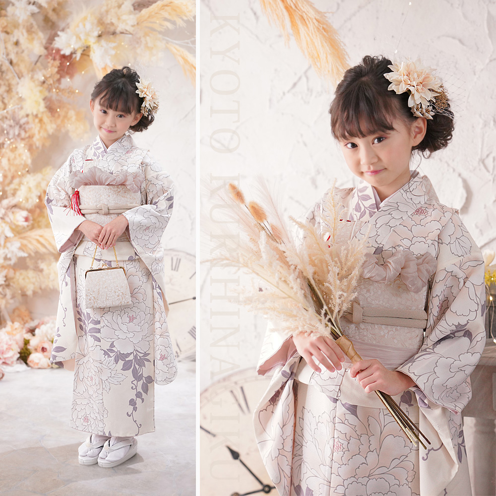 京都瑠璃雛菊 七五三 女の子 着物 7歳 七歳 フルセット くすみカラー