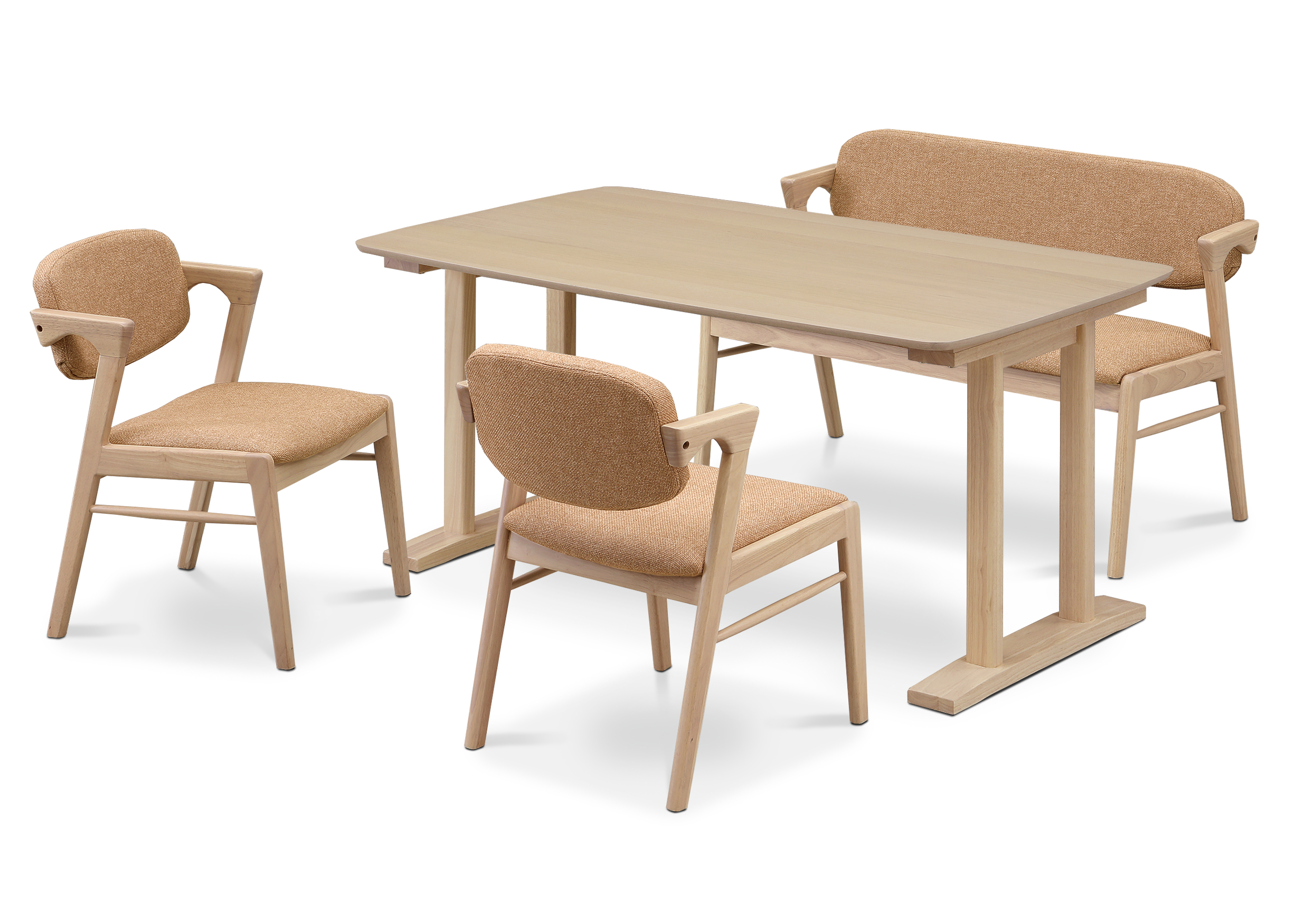 サンコウ ダイニングテーブルセット 4点セット 天然木 背もたれ付き