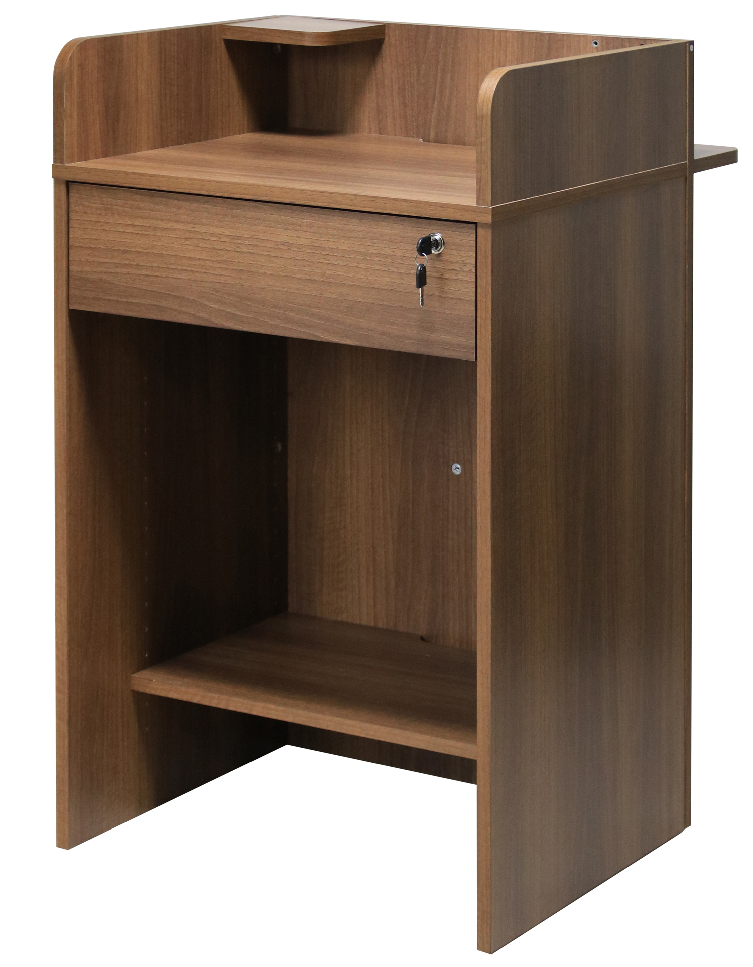 レジカウンター 鍵付き 幅60cm コンパクト 受付カウンター 荷物置き棚