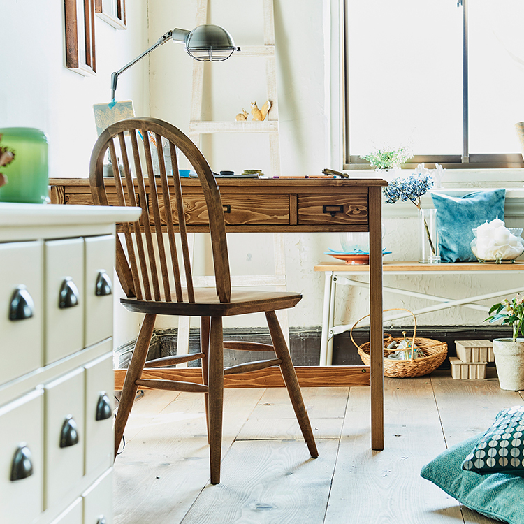 デスク 書斎机 机 テーブル 引出 書斎 パイン材 無垢 フレンチ