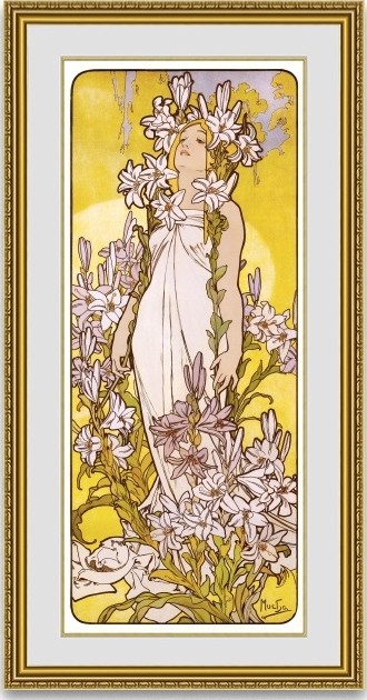 絵画販売 ミュシャ 百合 額縁付き : 絵画販売のアートギャラリー南青山