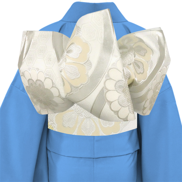 20%OFFセール 振袖用 袋帯 樹織物 白 仕立て上がり 振袖帯 正絹 西陣織