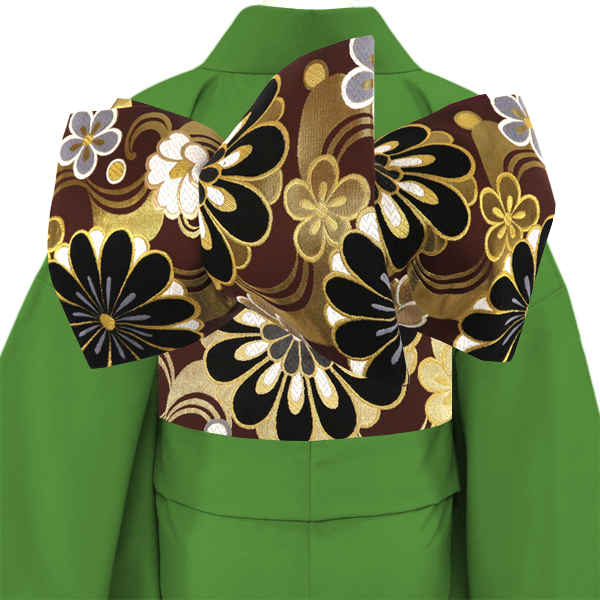 袋帯 振袖用 茶色 樹織物 仕立て上がり 振袖帯 正絹 西陣織 礼装