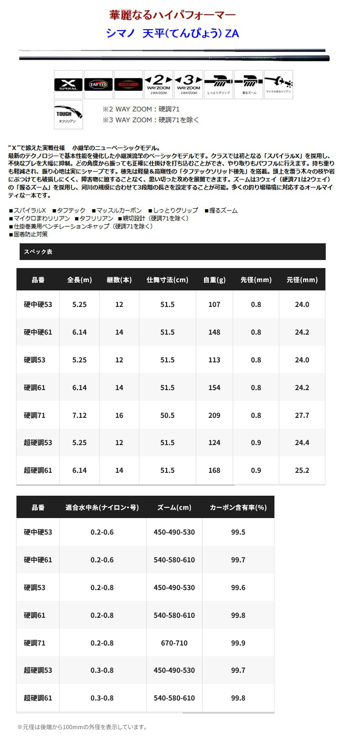 シマノ（SHIMANO） 渓流竿 天平(てんぴょう) ZA 硬中硬61 389060