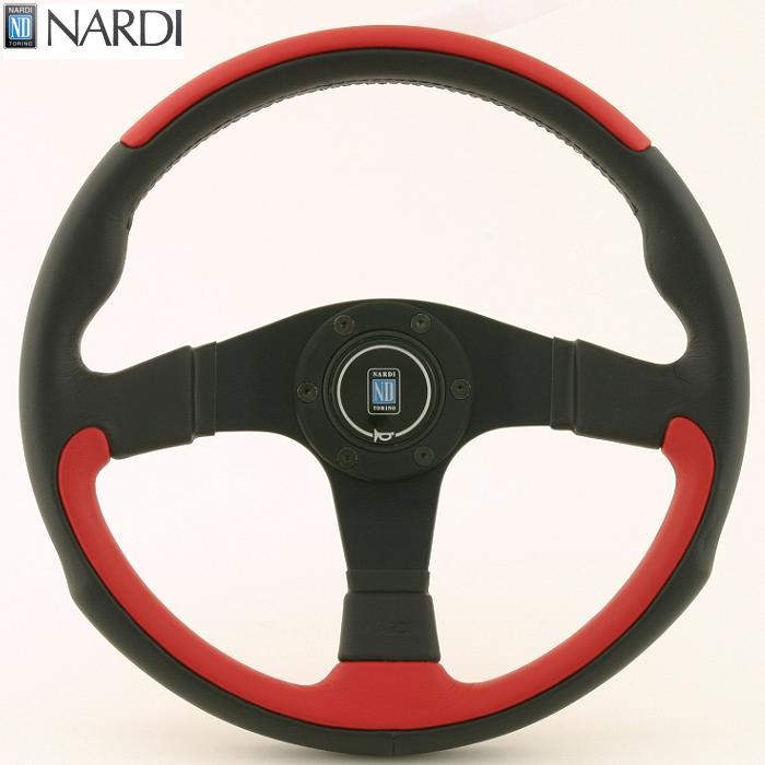 NARDI ナルディ N807 BK/レッドレザー&BKスポーク ステアリング 径