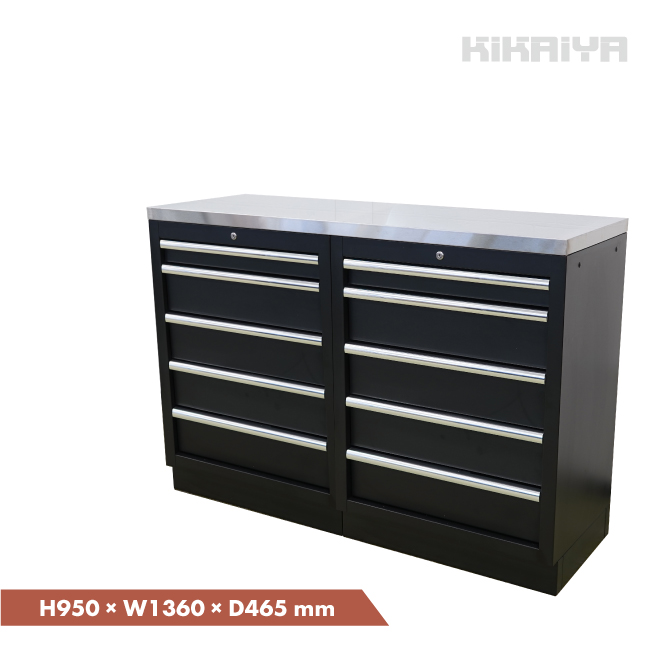KIKAIYA（キカイヤ） ガレージ キャビネット ステンレス天板 5段引出し