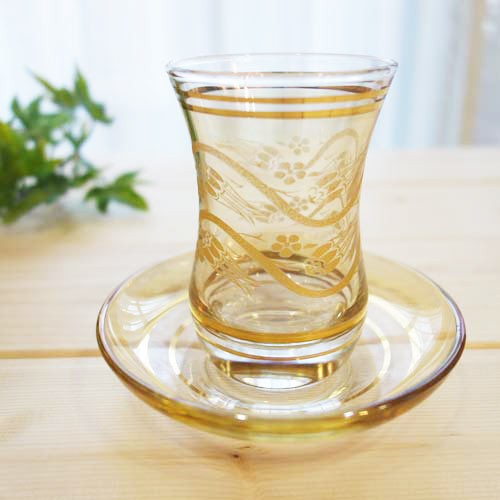 トルコ チャイグラス 耐熱ガラス カップ＆ソーサー 雑貨 土産 : Kilim