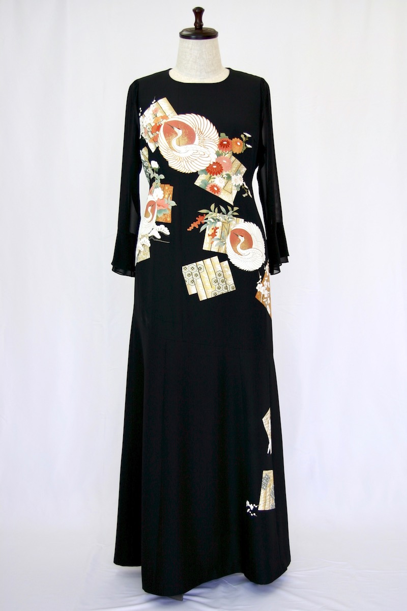187 一点物の正絹留袖ドレス【着物リメイクドレス 和ドレス 結婚式