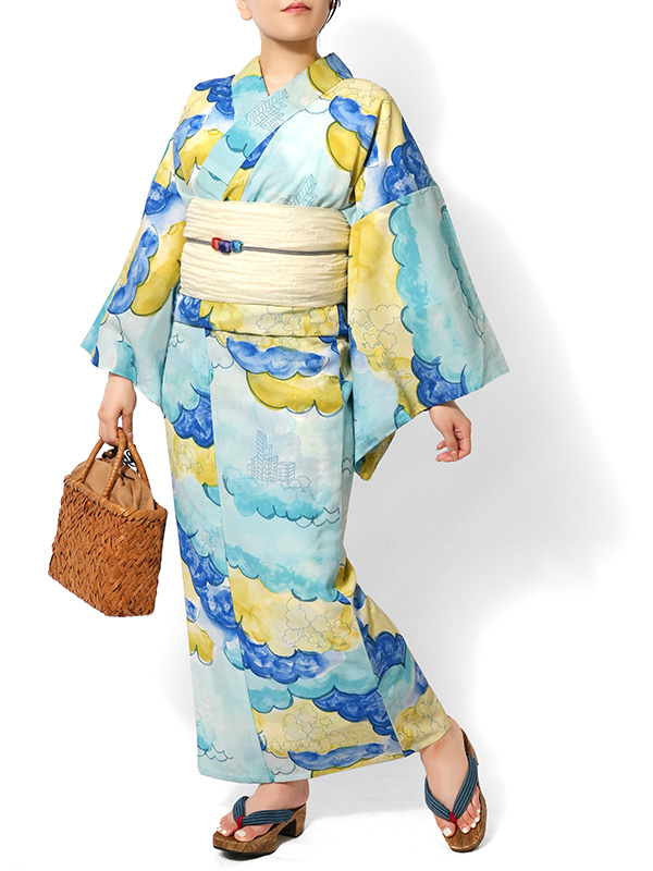 浴衣 tsumori chisato セオアルファ 雲 森 街 水色 レディース 夏着物