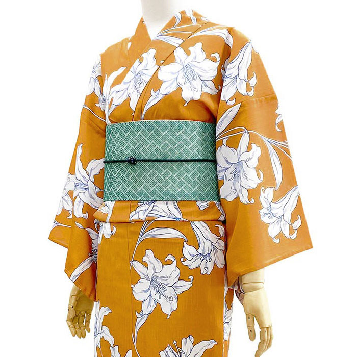 撫松庵 アウトラインリリー オレンジ 花 百合 セオアルファ 単衣 夏