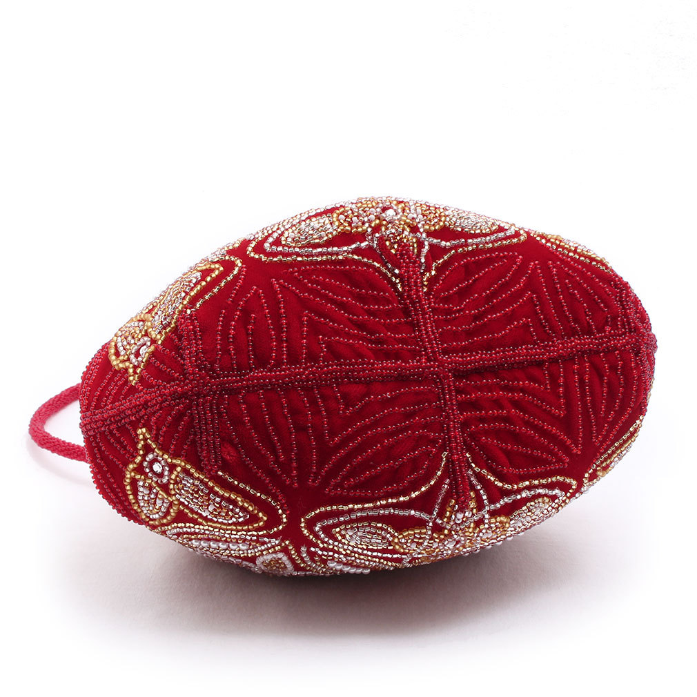 Kisste（キステ） ビーズバッグ 手刺繍 国産グラスビーズ 赤 七宝に華