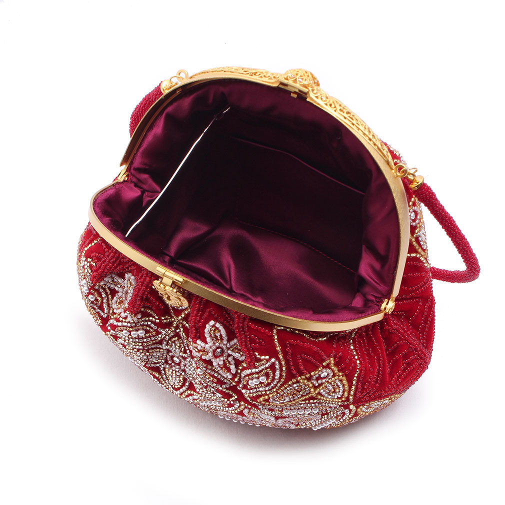 Kisste（キステ） ビーズバッグ 手刺繍 国産グラスビーズ 赤 七宝に華