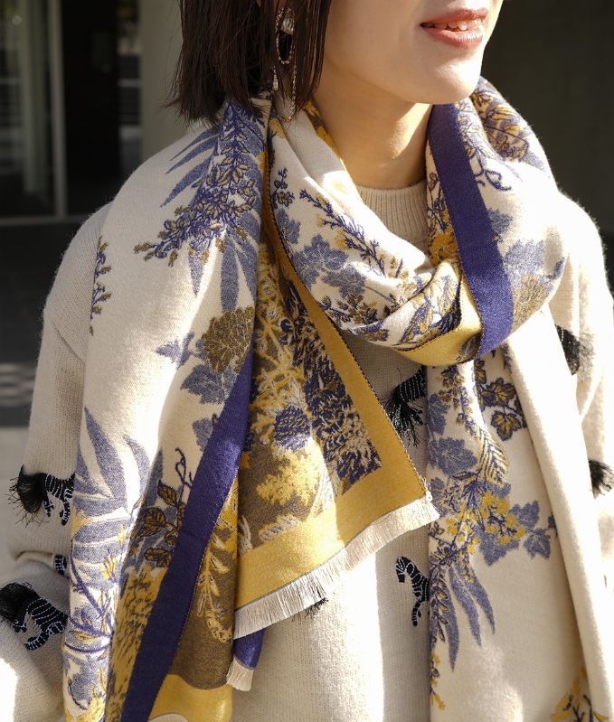 cawaii french」ストール ショール レディース 大判 マフラー 総柄 花