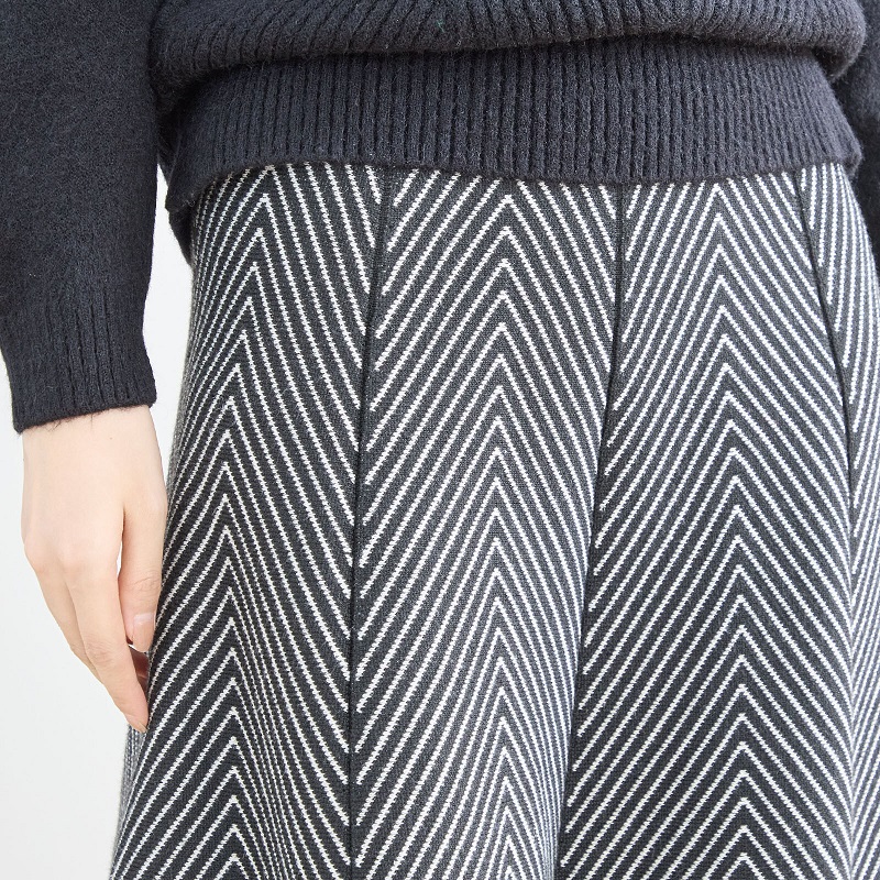 フレアスカート ロング丈 ヘリンボーン柄 スカート レディース