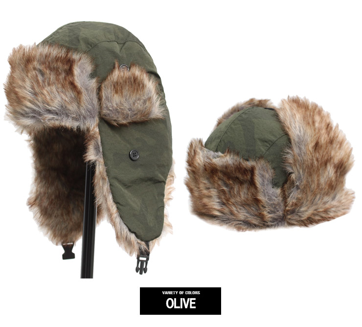 送料無料】 カモフラ柄 ナイロン パイロットキャップ メンズ ファー 耳