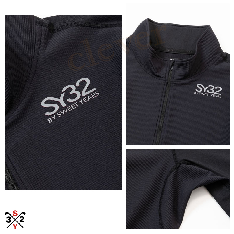 SY32 ゴルフ トップス ハーフジップシャツ メンズ ゴルフフエア 長袖