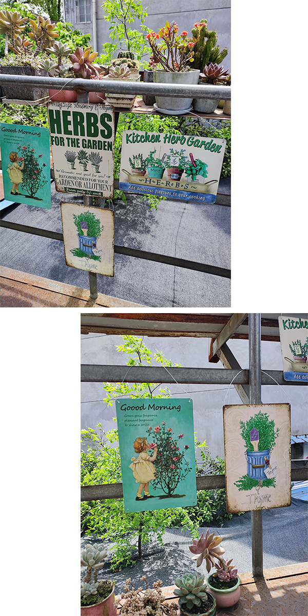 ガーデニング ブリキ看板 20cm×30cm 園芸 観葉植物 ハーブ 草花
