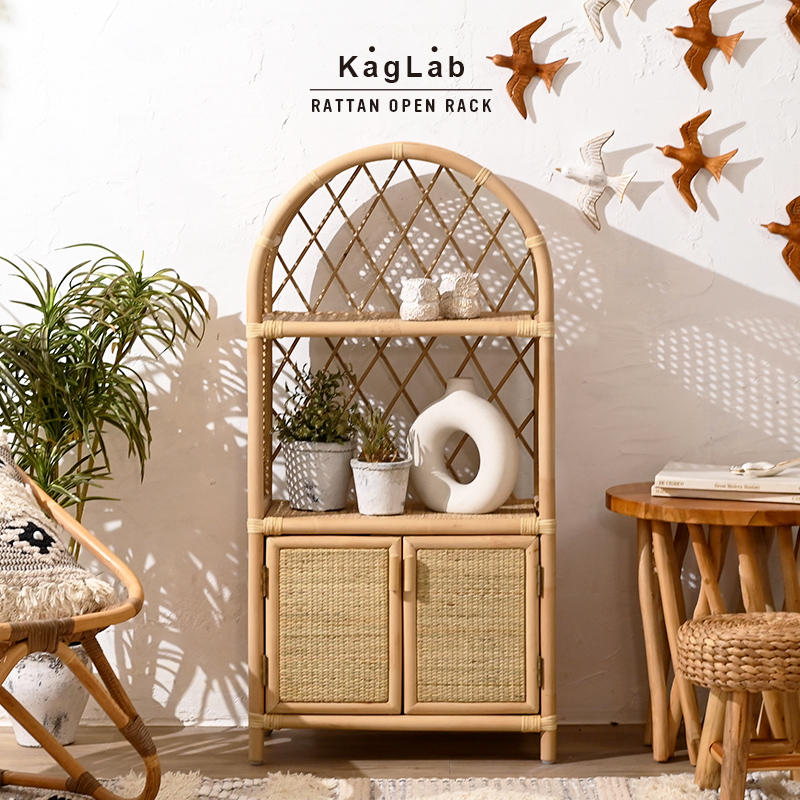 アジアン家具 ラタン チェスト オープンラックラック ECG701NX 爆買