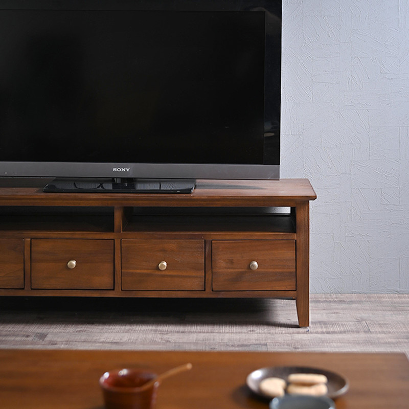 テレビ台 ローボード 120cm幅 おしゃれ チーク無垢材 完成品 アジアン