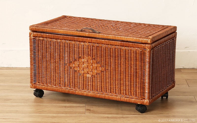 収納ボックス おしゃれ 籐バスケット キャスター 内布付き GK513LHR