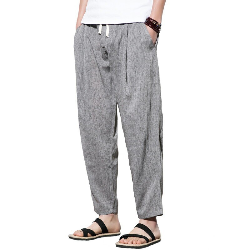 サルエルパンツ メンズ 夏 麻パンツ ワイドパンツ ヨガ 日常 リネン