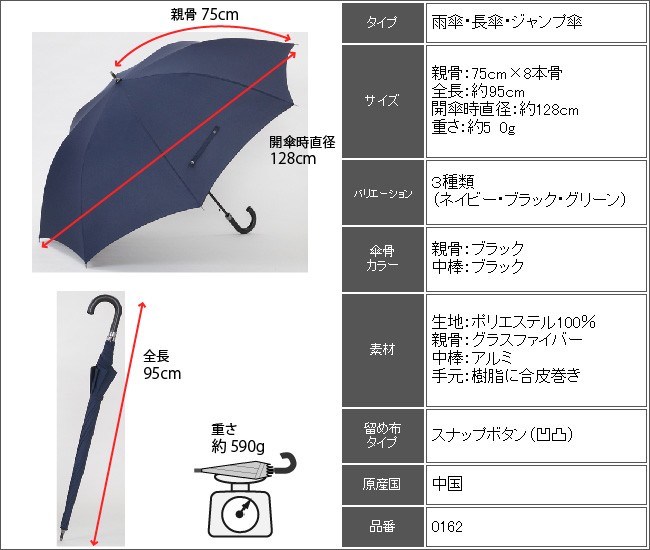 Lieben（リーベン） (18本組) 傘 メンズ 大きいサイズ 長傘 80cm×8本骨