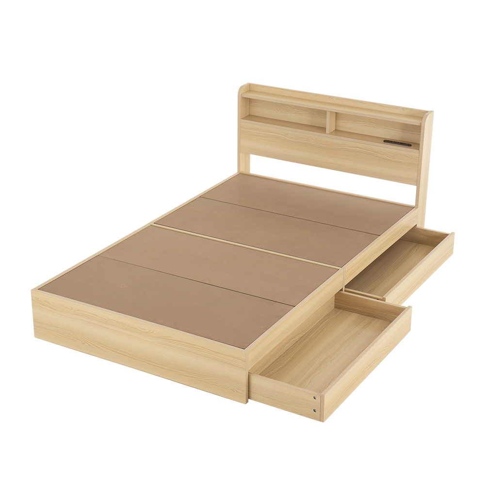 即日発送／日時指定OK】 収納付きベッドフレーム セミダブル USB