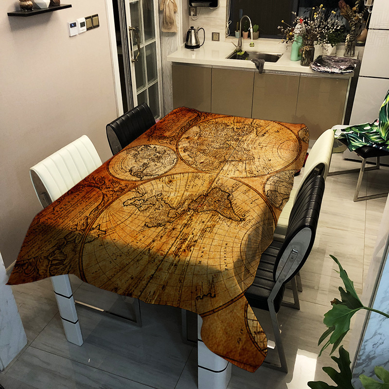 テーブルクロス レトロマップ おしゃれ 北欧 世界地図 レトロ