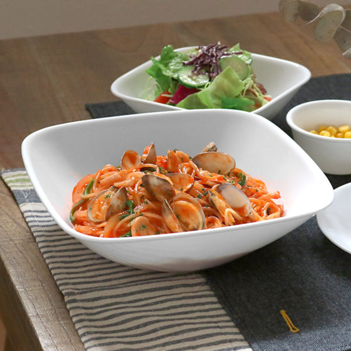 パール金属 ボウル 23cm コレール CORELLE スクエア 白 食器 皿 角皿