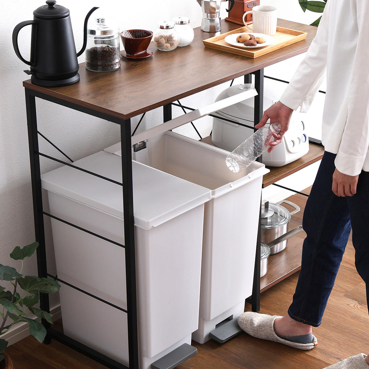 ホームテイスト（HOME taste） キッチンカウンター 幅100cm スライド棚