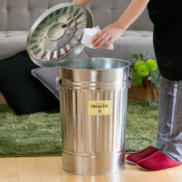ゴミ箱 42L オバケツ OBAKETSU 屋外兼用 シルバー ごみ箱 トタン
