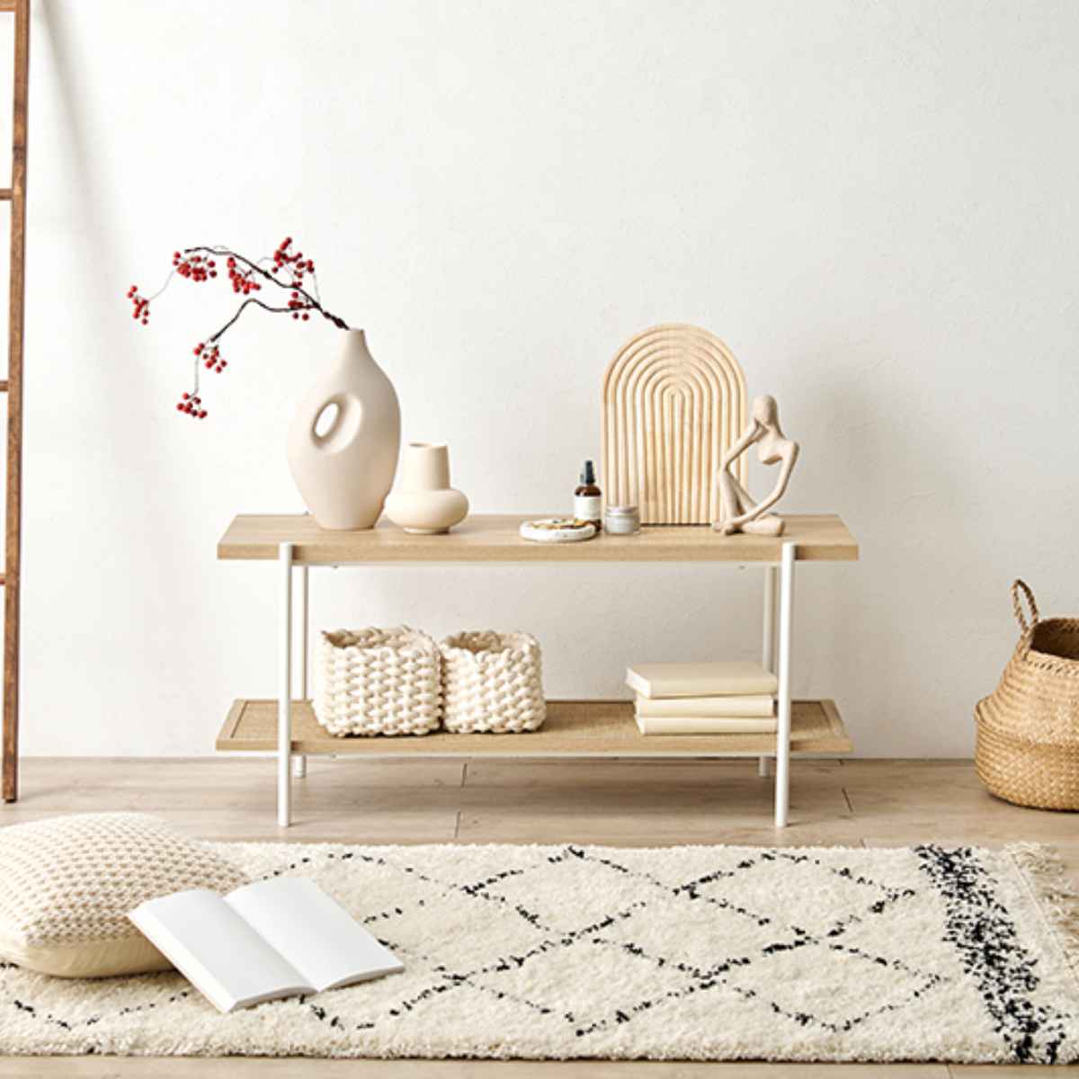 HAGiHARA（萩原） オープンラック 2段 韓国インテリア風 幅100cm