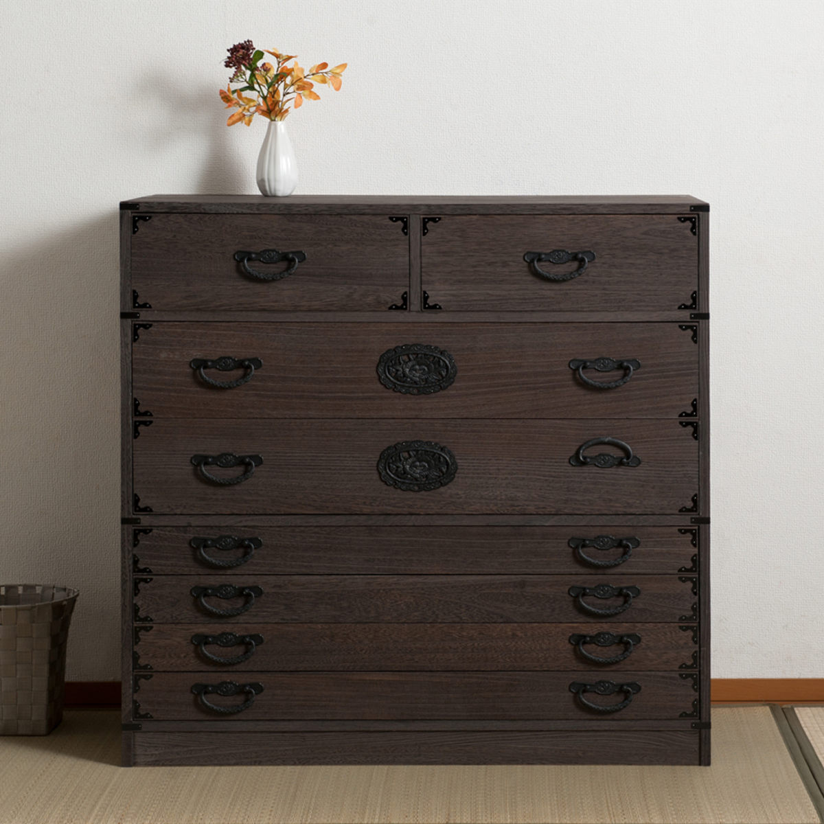 焼桐タンス 7段 民芸調 桐箪笥 日本製 幅100cm （ 桐タンス タンス