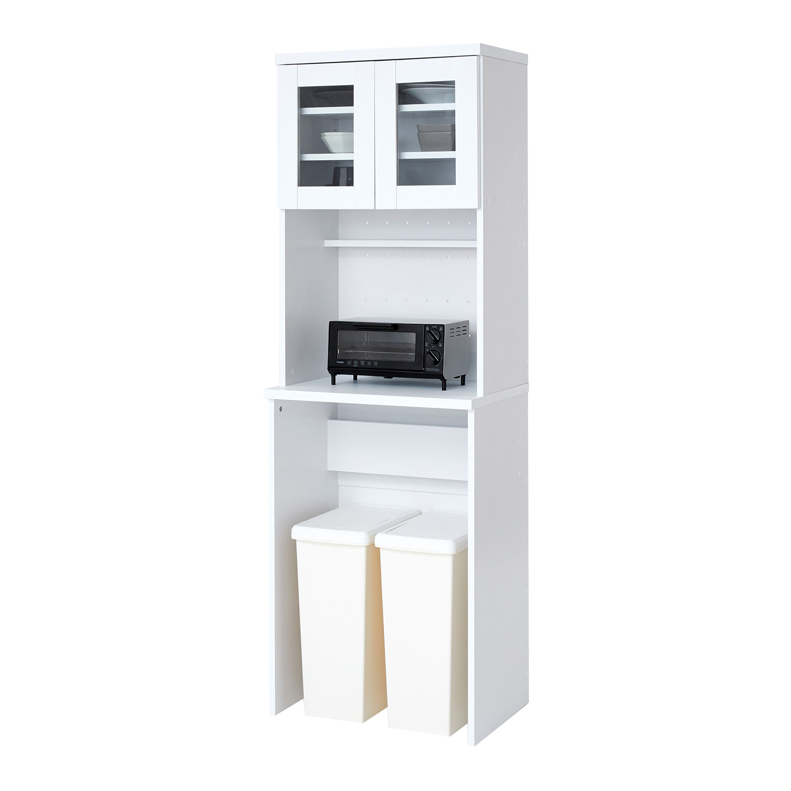 LOWYA（ロウヤ） 食器棚 幅約60cm スリム キッチン収納 キッチンボード