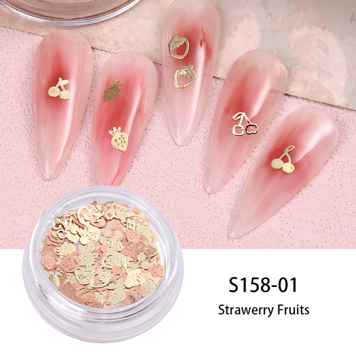 デコパーツ (100) ネイルパーツ 4種類 いちご さくらんぼ 唇 王冠 蝶々