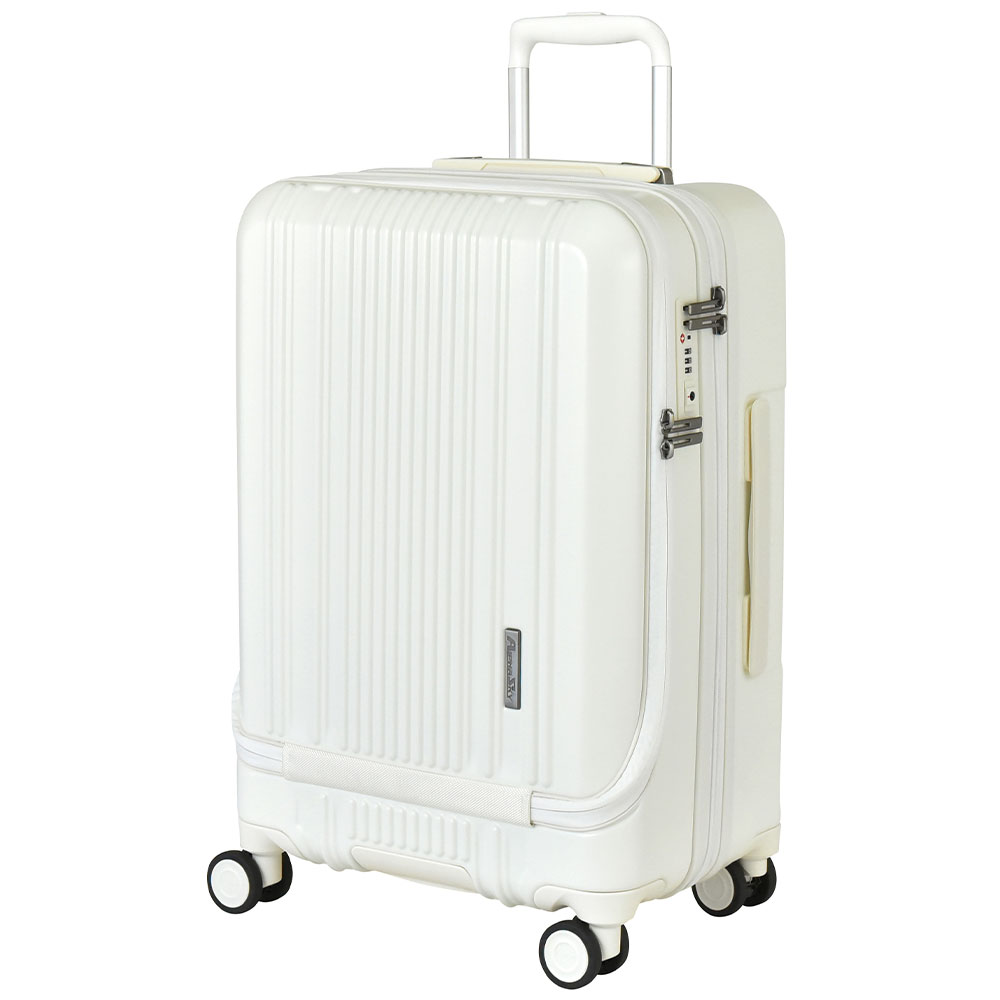 PLUS ONE スーツケース キャリーケース フロントオープン Mサイズ 拡張