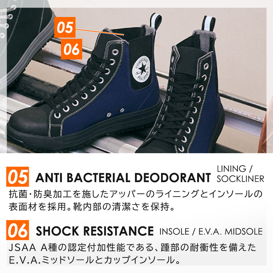 コンバース CPD ALL STAR PS SIDEGORE HI ネイビー セーフティシューズ