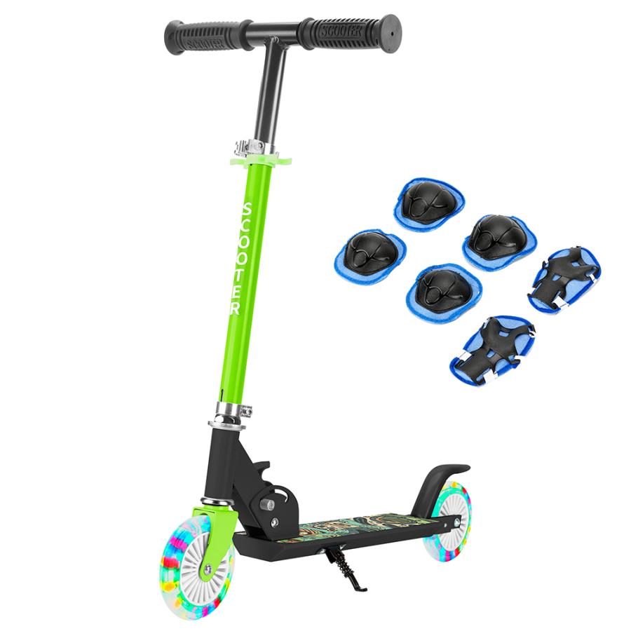 PROBASTO プロテクター付き キックボード 子供 光るタイヤ ブレーキ