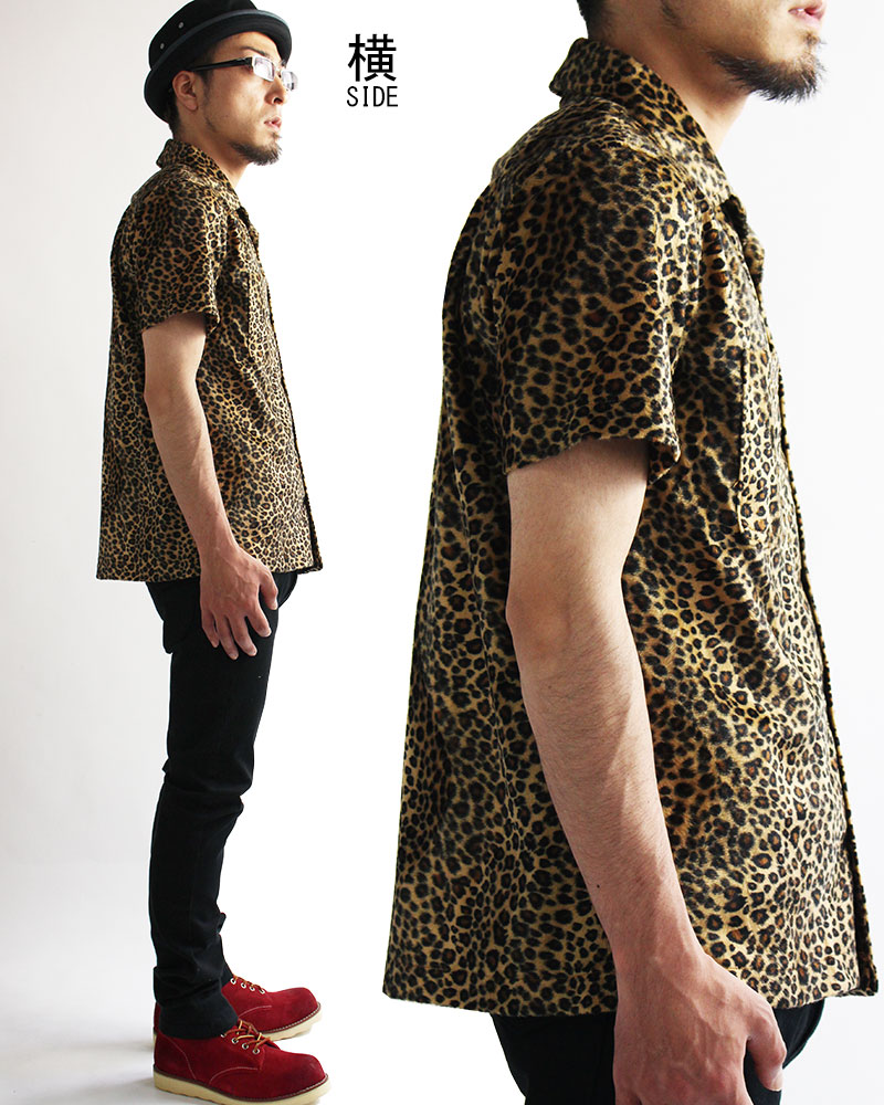 ROCK 豹柄 シャツ レオパード柄 半袖シャツ ボウリングシャツ ヒョウ柄