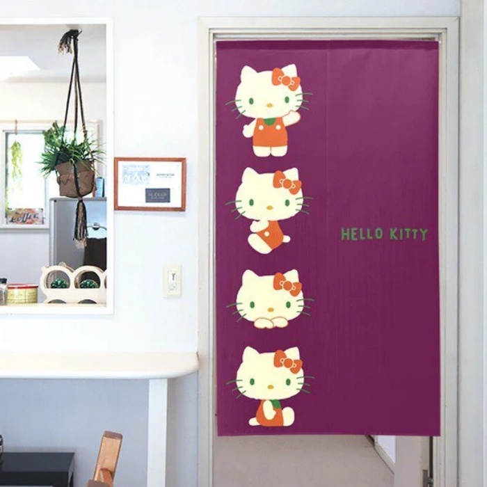 ハローキティ のれん レトロカラー 85×150cm HELLO KITTY レースのれん