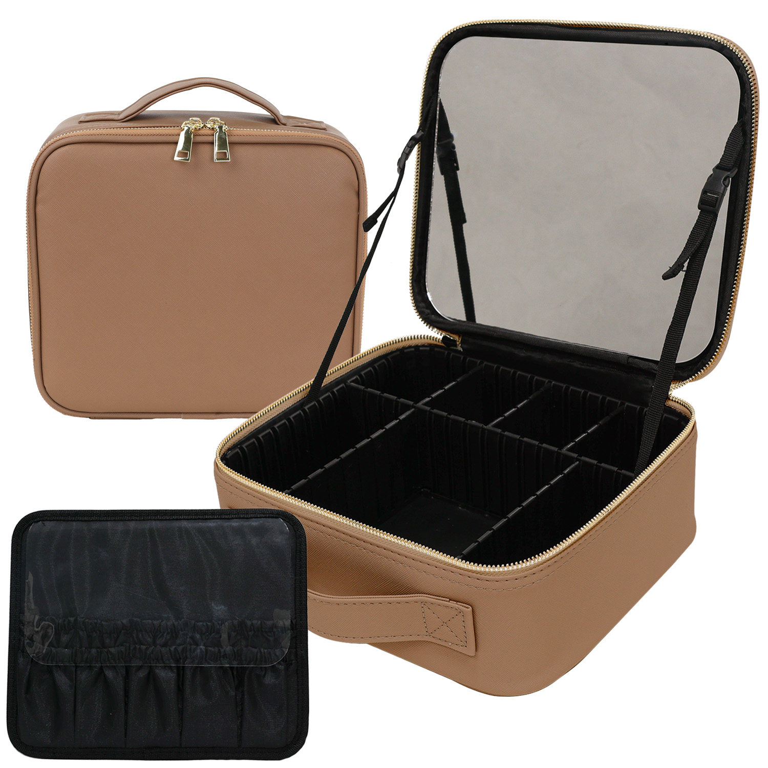 コスメボックス メイクボックス 鏡付き ミラー付き 大容量 大きめ