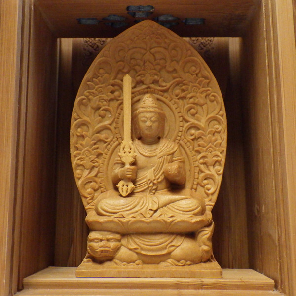 文殊菩薩 竹厨子入り仏像 木彫り : 仏像と縁起物の専門店 龍祥本舗