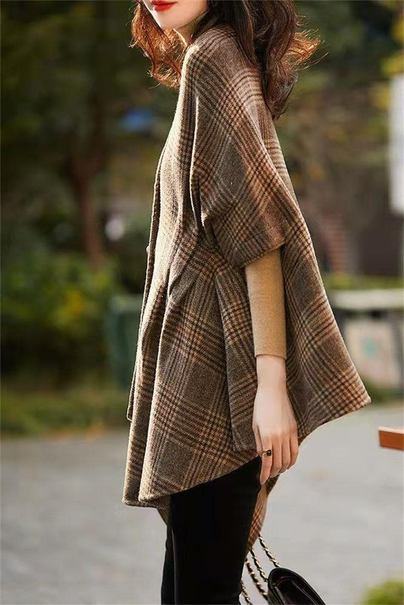 ウール レディース ジャケット ポンチョ ゆったり 体型カバー レトロ