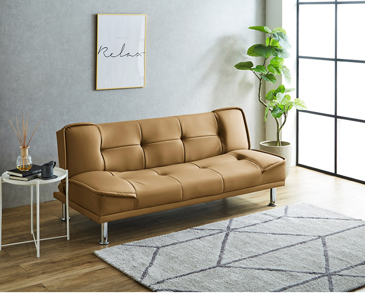 リクライニングソファベッド PVCレザー 幅180 鉄脚 合皮 シンプル