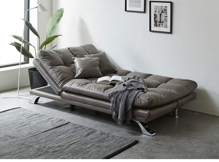 3WAYソファベッド ファブリックレザー リクライニング3段階 クッション